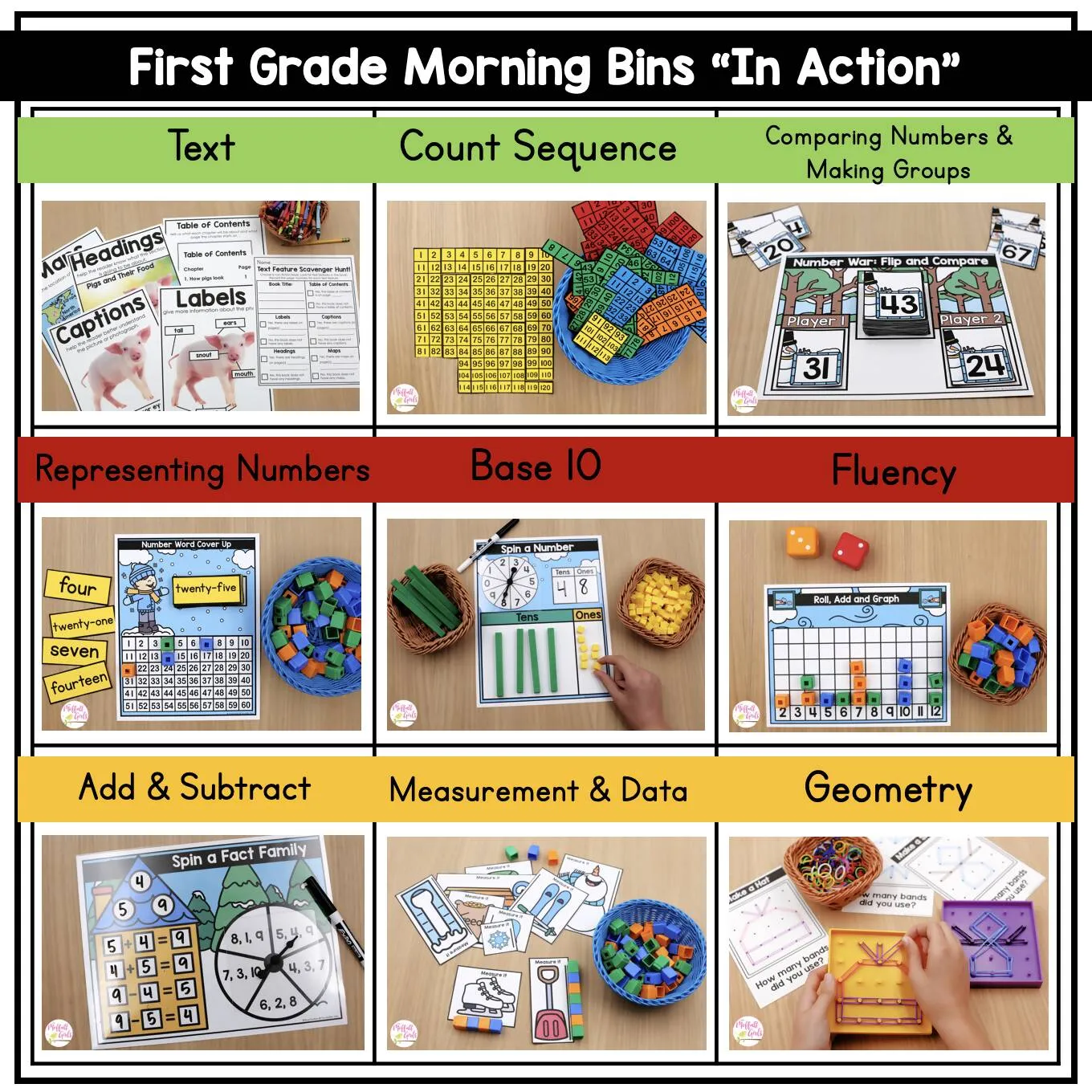 1st Grade January Morning Bins | Printable Classroom Resource | The Moffatt Girls