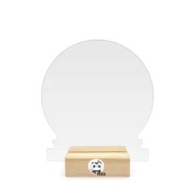 Acrylic Blank Snow Globe Table Sign & Wooden Stand