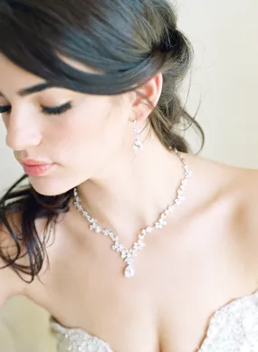 ADELIE Simulated Diamond Necklace and Earrings Set