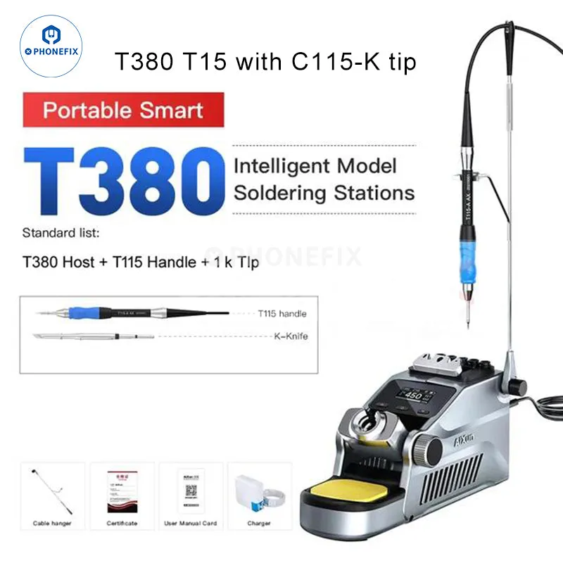 AIXUN T380 Portable Soldering Station Supports C210 C115 Iron Tips