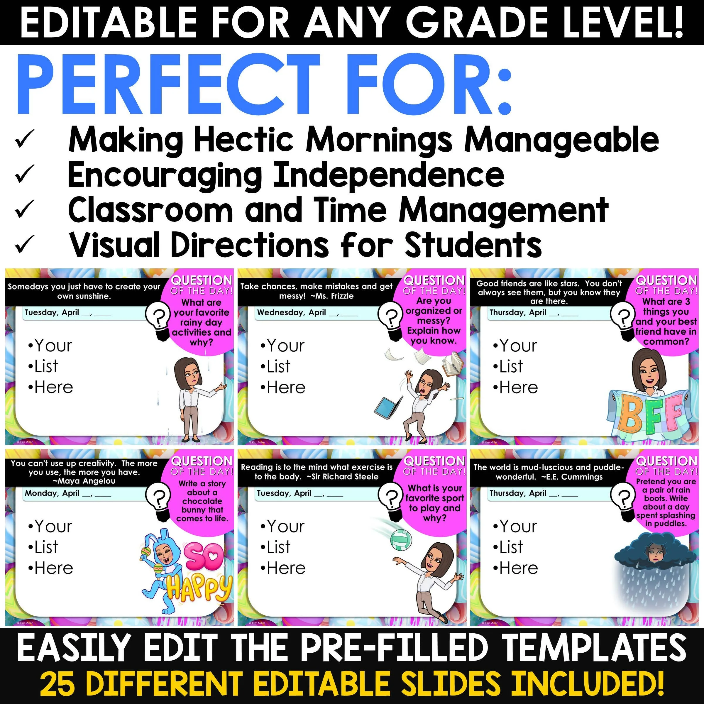 April Spring Morning Meeting Slides Daily Agenda Morning Greeting EDITABLE