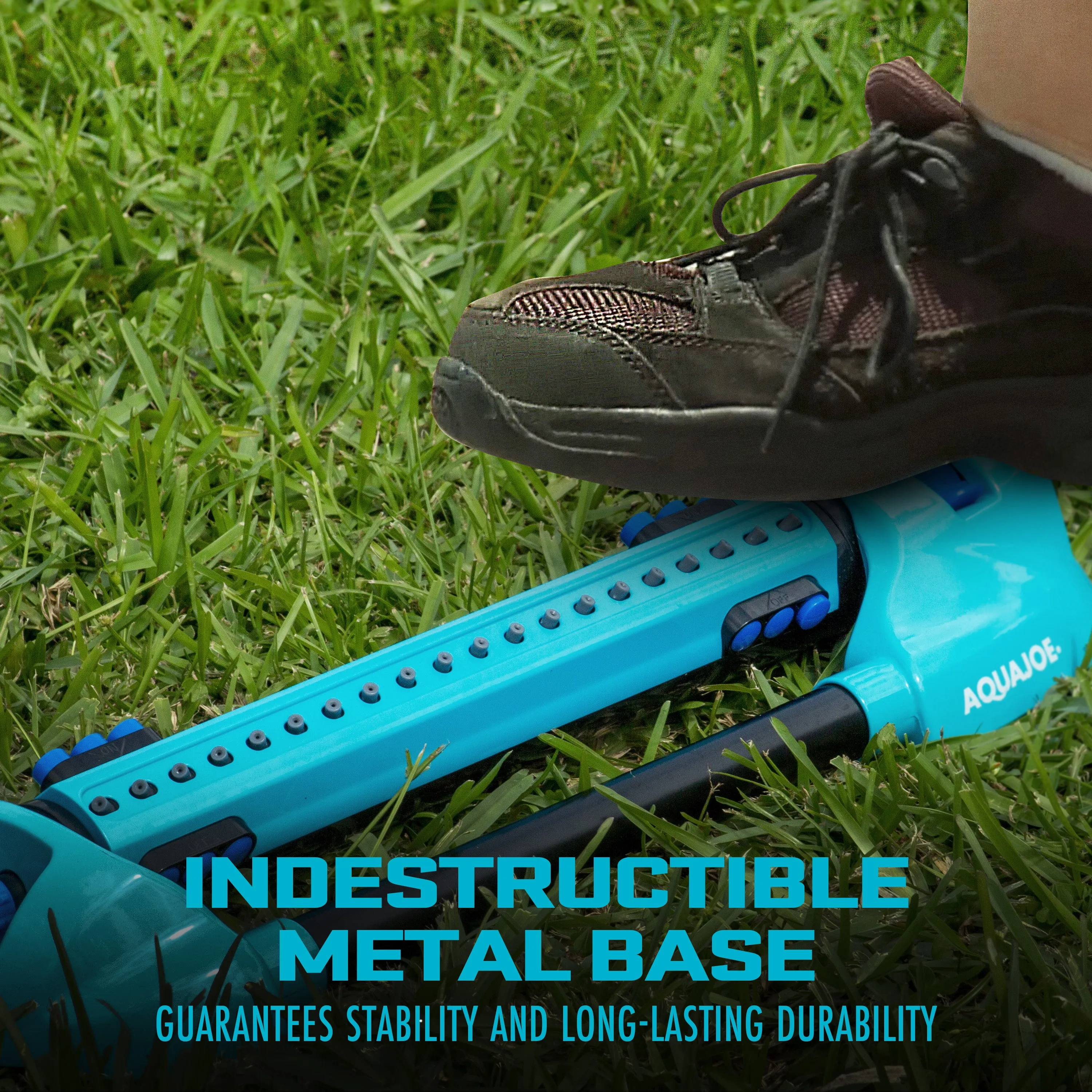 Aqua Joe AJ-OMS20-BRS Indestructible Metal Base Oscillating Sprinkler | Customizable Coverage | 4973 sq ft Max Coverage