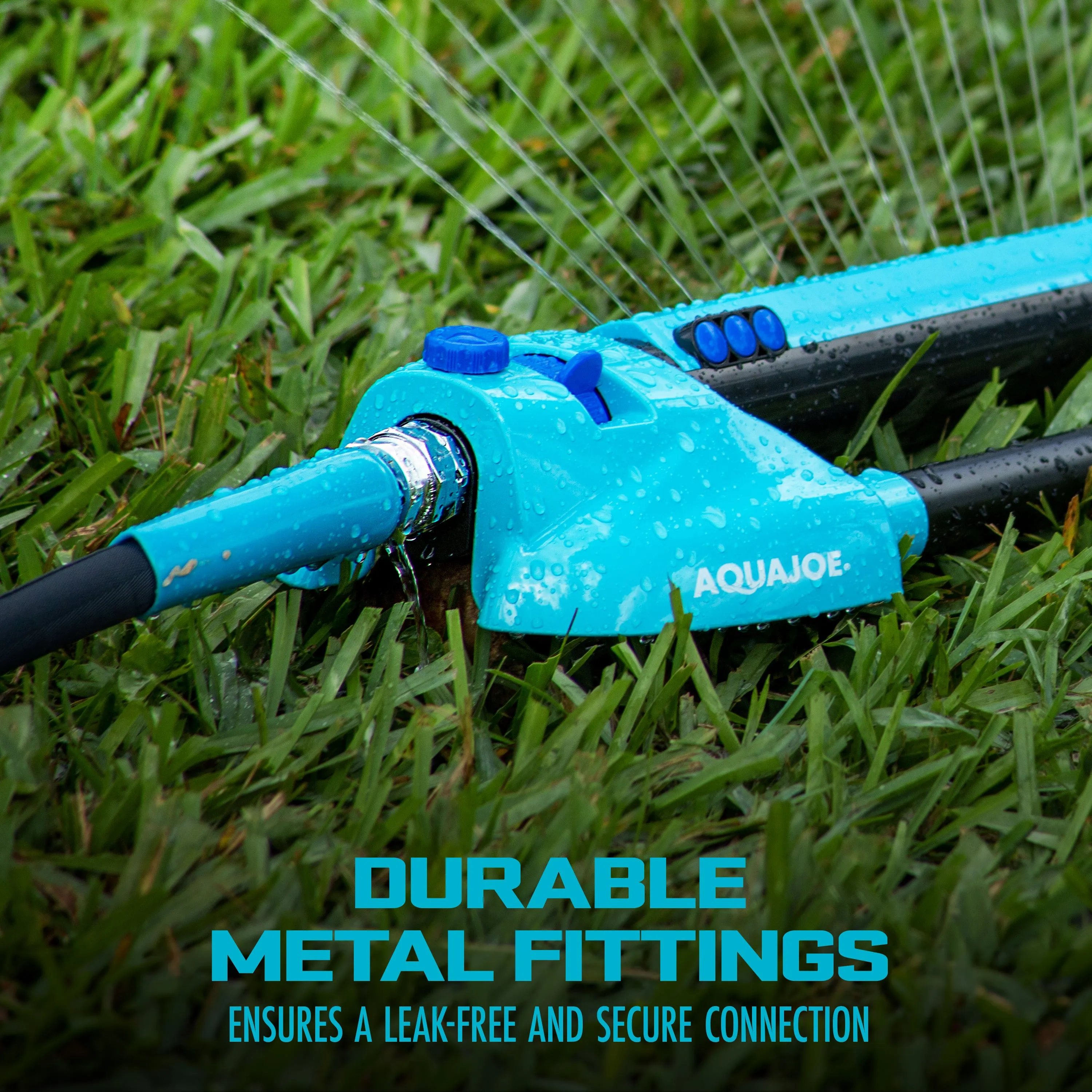 Aqua Joe AJ-OMS20-BRS Indestructible Metal Base Oscillating Sprinkler | Customizable Coverage | 4973 sq ft Max Coverage
