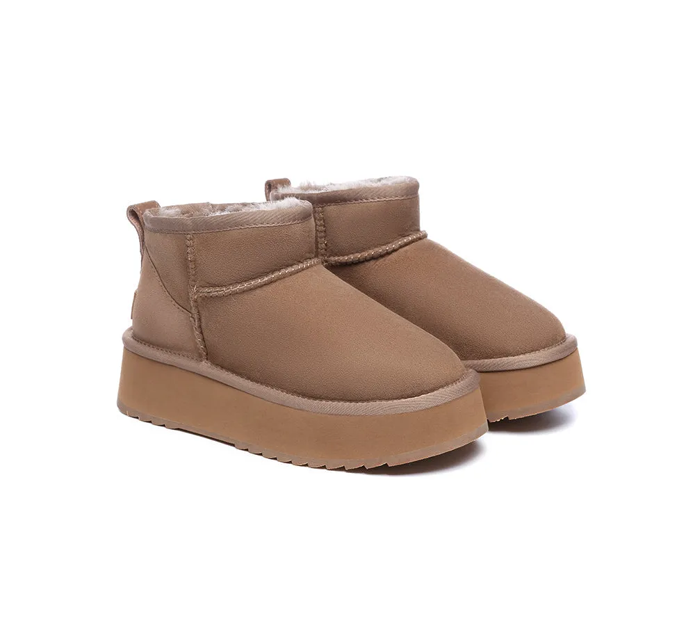 AUSTRALIAN SHEPHERD® UGG Sheepskin Wool Classic Ankle Boots Ultra Mini Platform