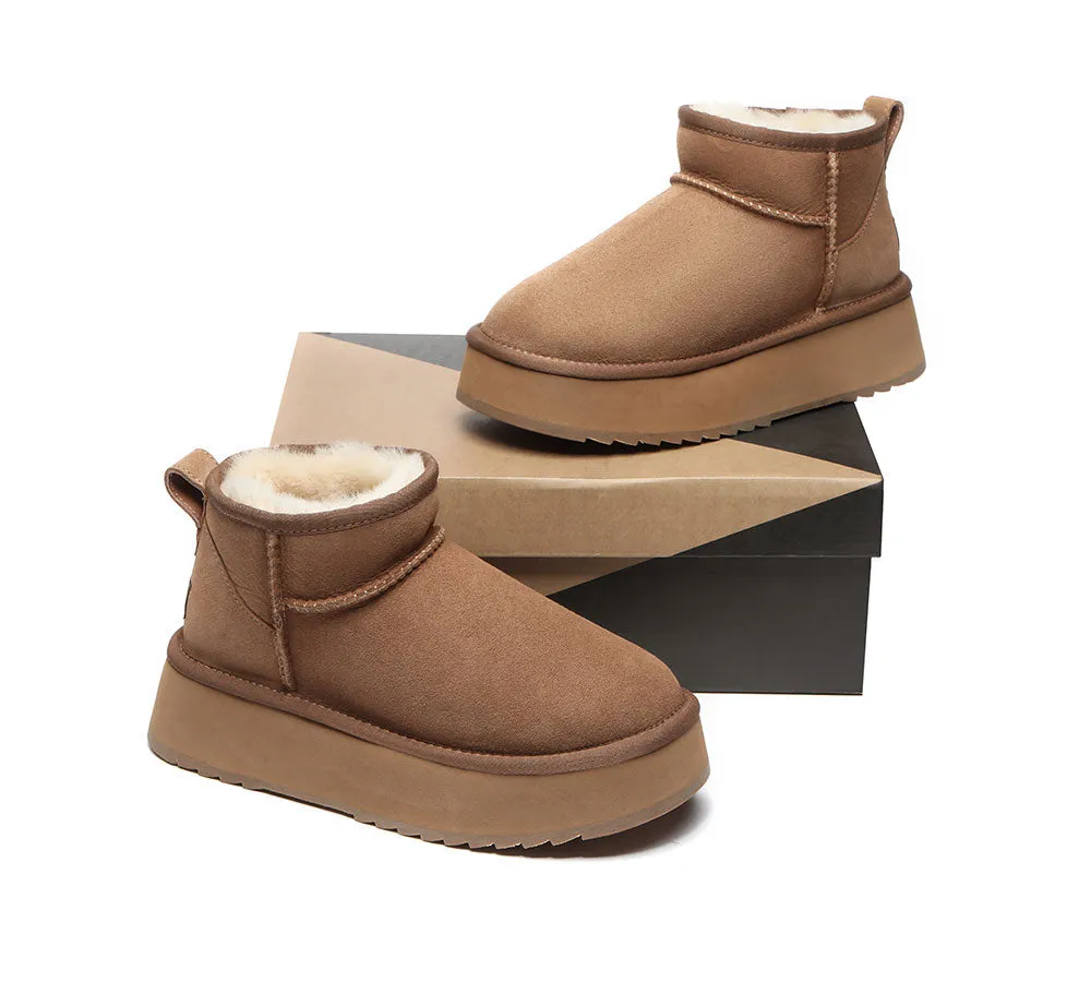 AUSTRALIAN SHEPHERD® UGG Sheepskin Wool Classic Ankle Boots Ultra Mini Platform
