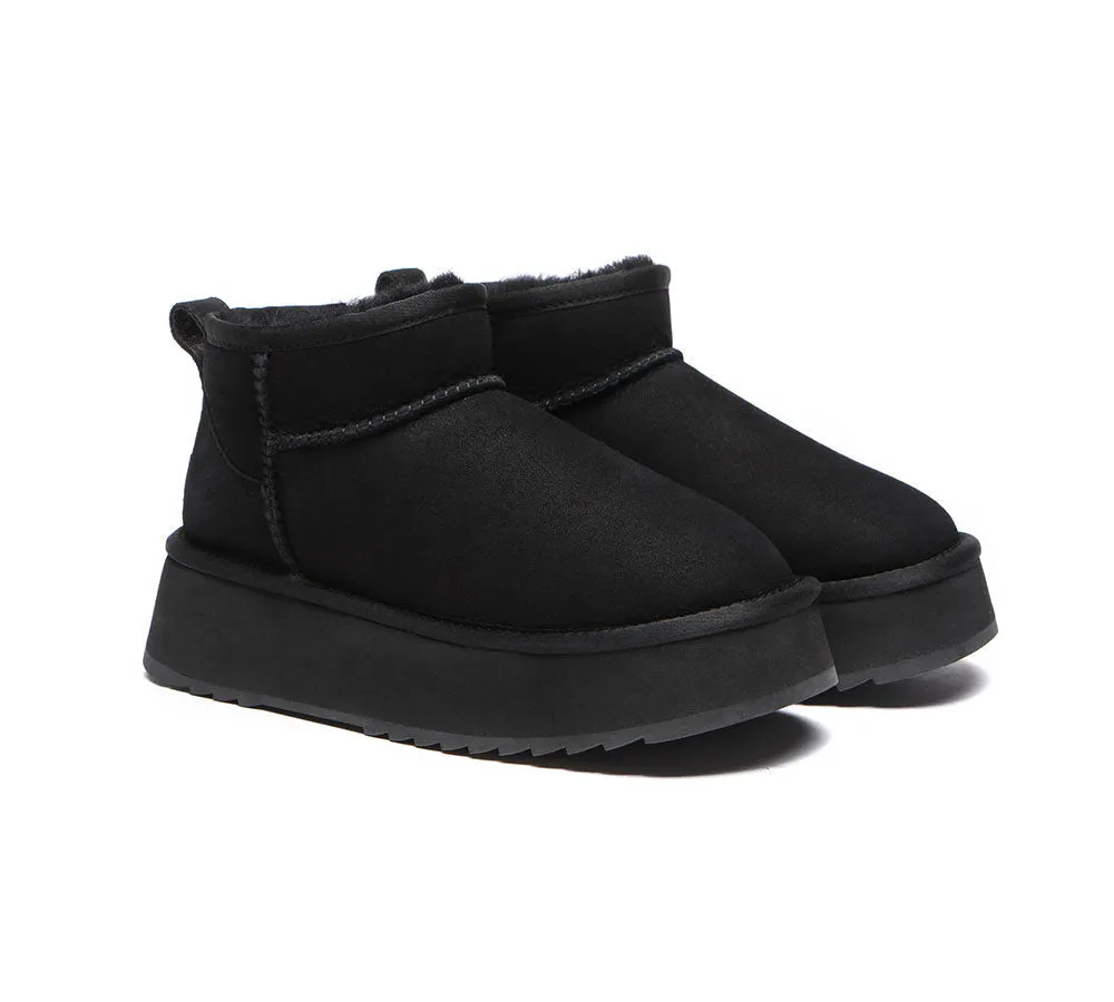 AUSTRALIAN SHEPHERD® UGG Sheepskin Wool Classic Ankle Boots Ultra Mini Platform