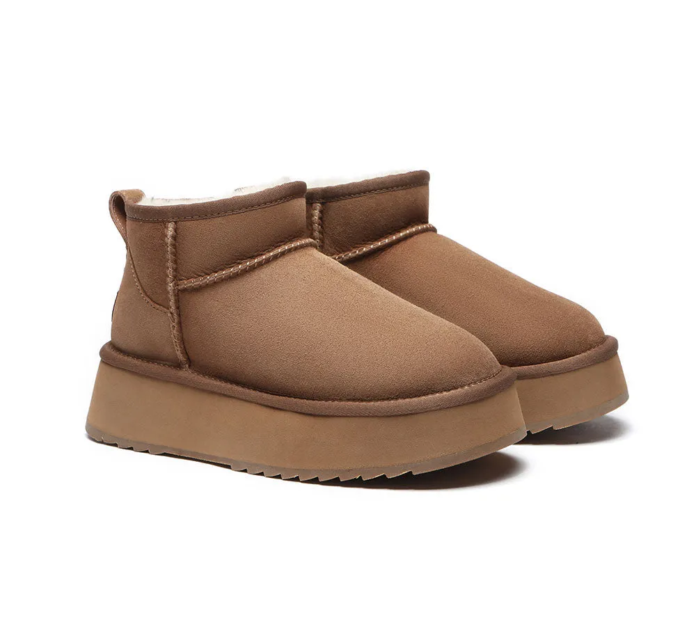 AUSTRALIAN SHEPHERD® UGG Sheepskin Wool Classic Ankle Boots Ultra Mini Platform