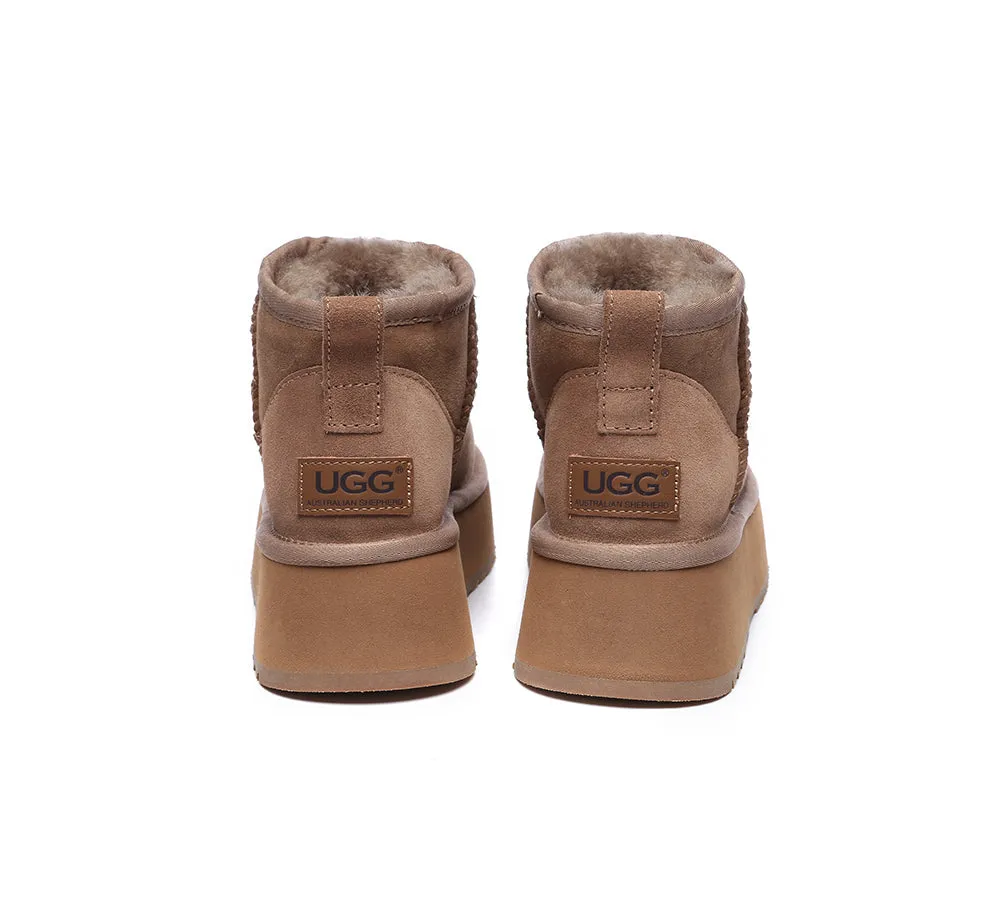 AUSTRALIAN SHEPHERD® UGG Sheepskin Wool Classic Ankle Boots Ultra Mini Platform