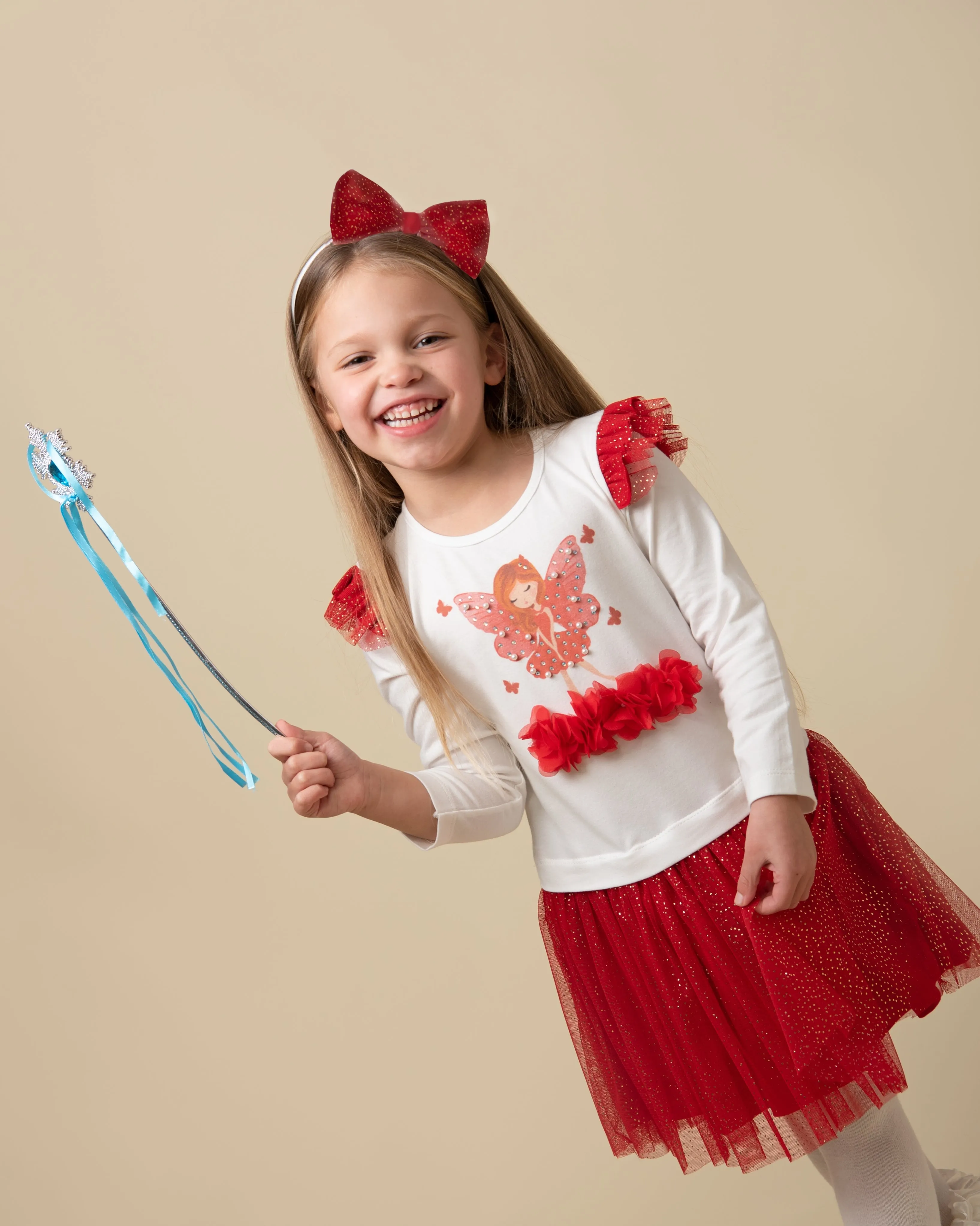Caramelo Kids Girls Red Tulle Fairy Sparkle Dress