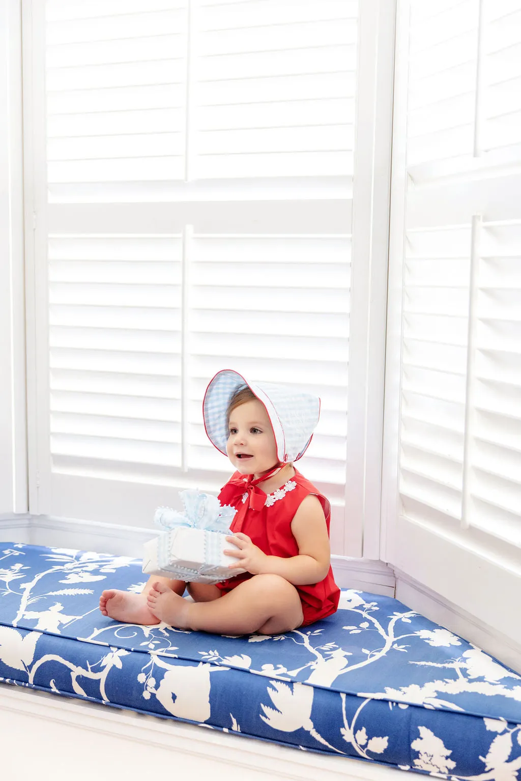 Catesby Country Club Bonnet - Buckhead Blue Gingham with Richmond Red