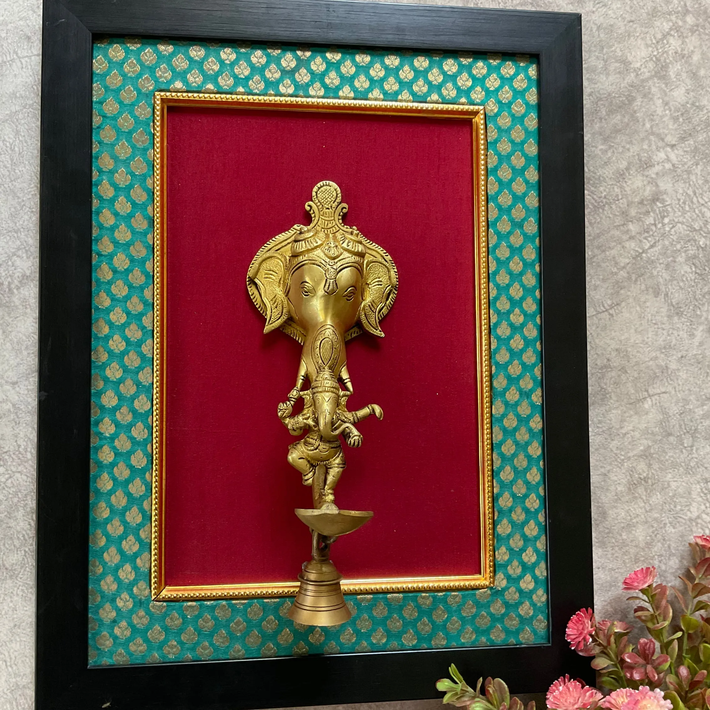 Dancing Lord Ganesh Hanging Diya Bell - Brass Divine Wall Hanging - Decorative and Religious