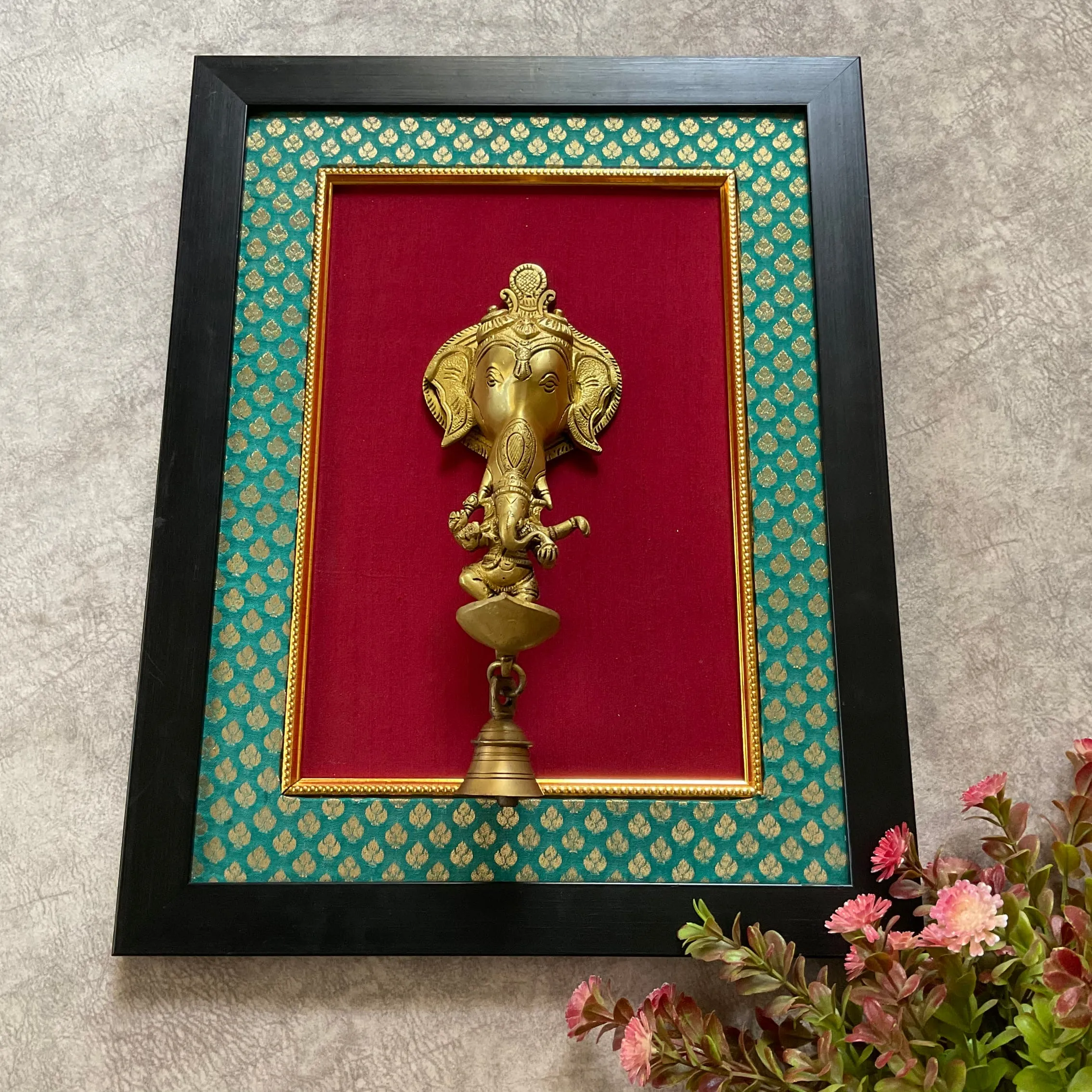 Dancing Lord Ganesh Hanging Diya Bell - Brass Divine Wall Hanging - Decorative and Religious