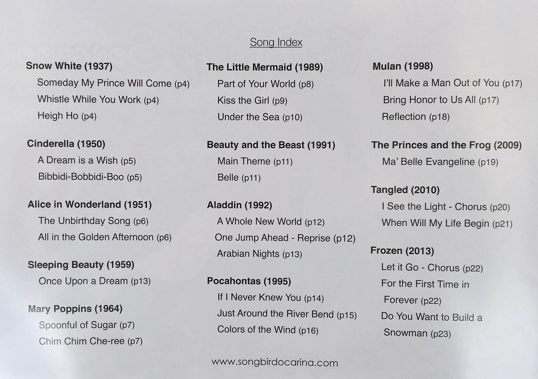 Disney Songbook: Vol. 1 for 12 Hole Ocarina (PDF)