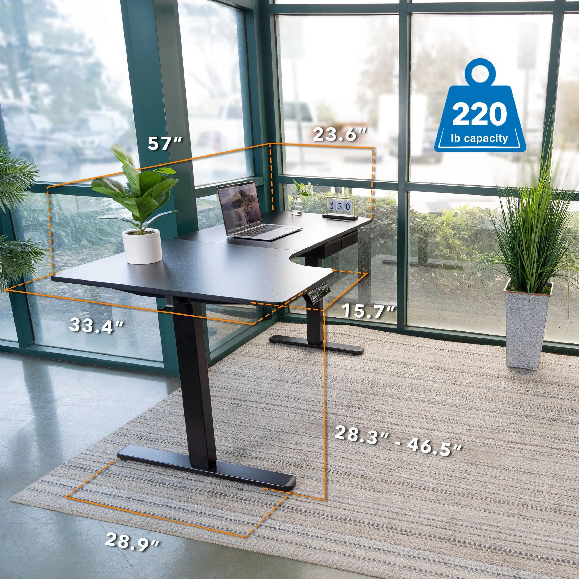 Electric Height Adjustable L Shaped Standing Desk