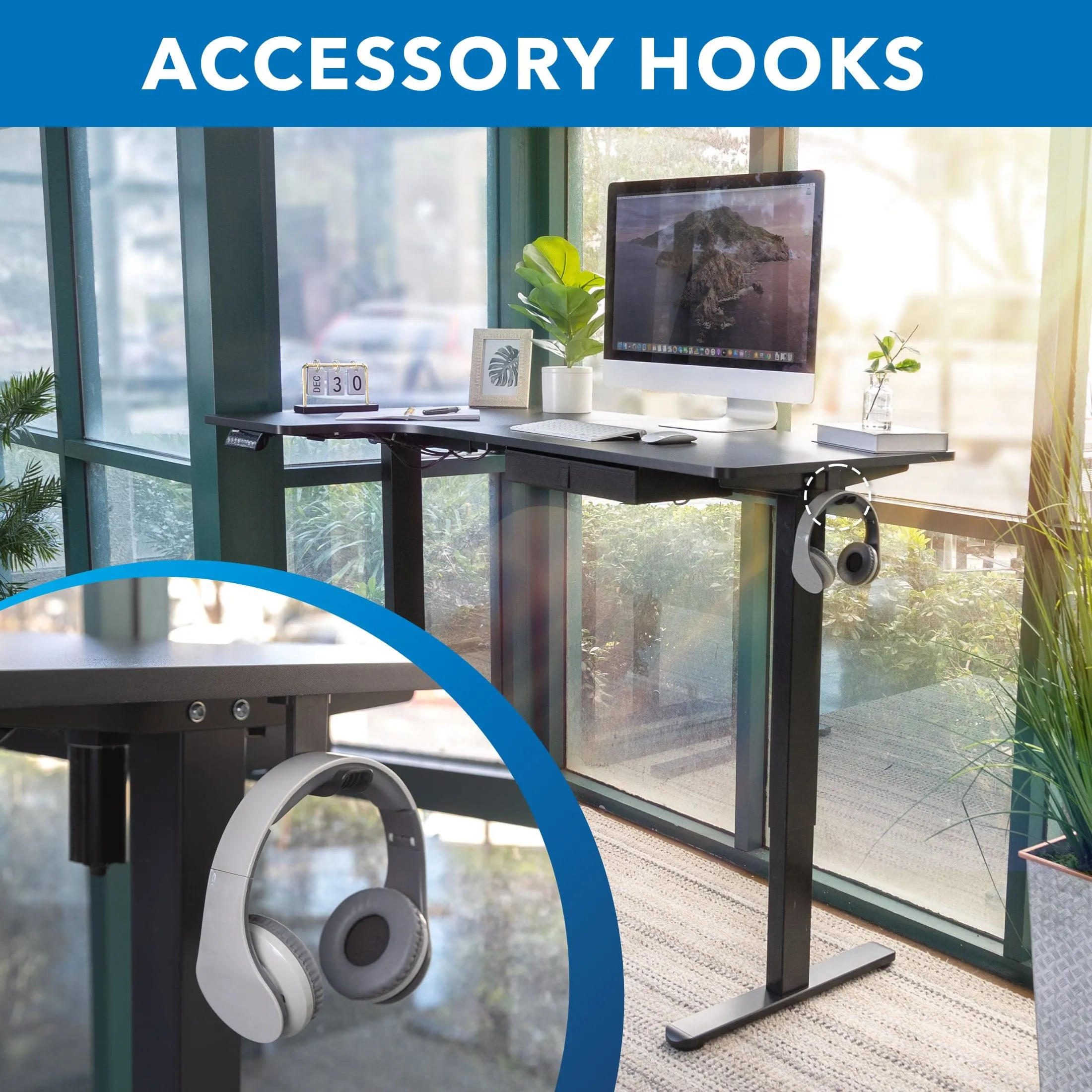 Electric Height Adjustable L Shaped Standing Desk