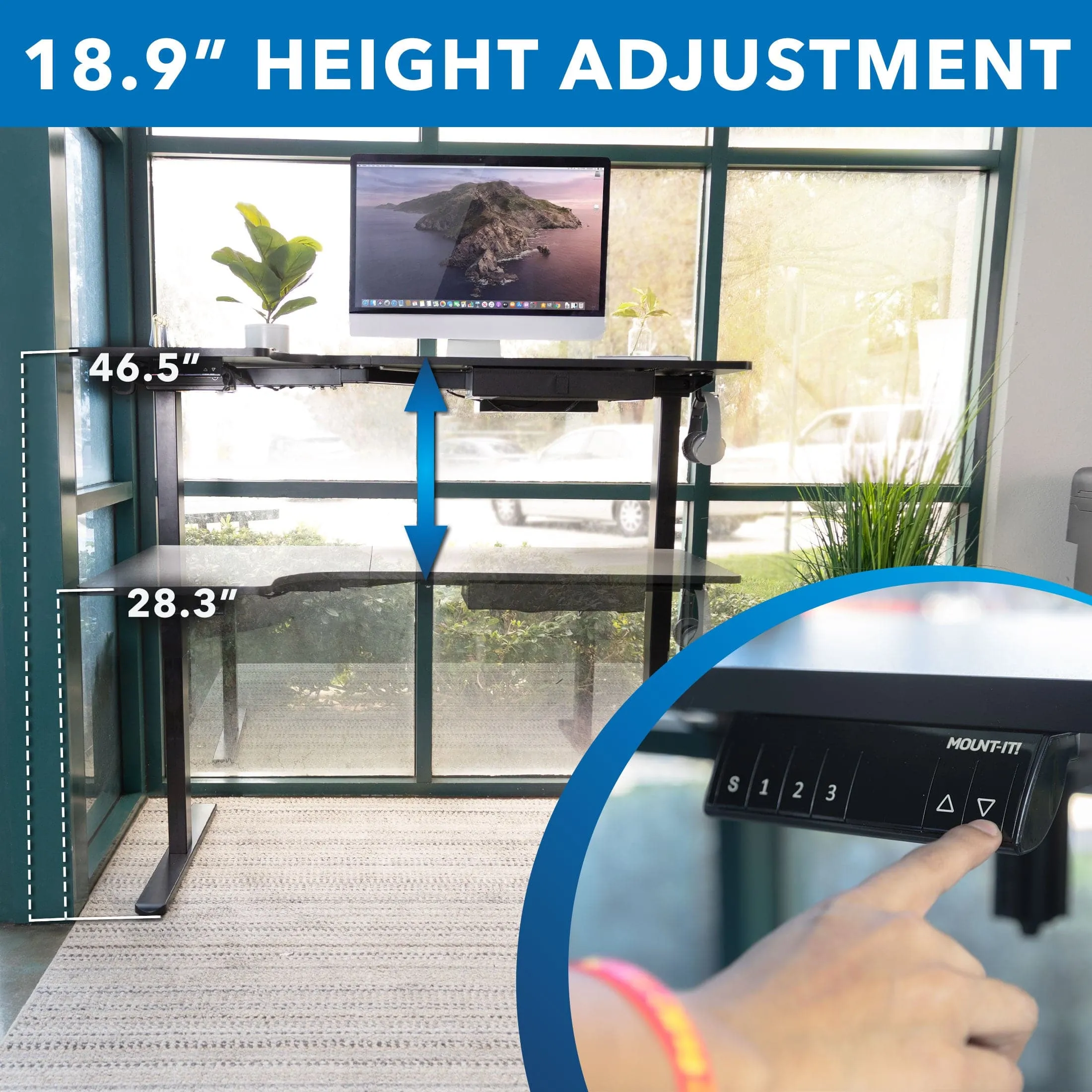 Electric Height Adjustable L Shaped Standing Desk