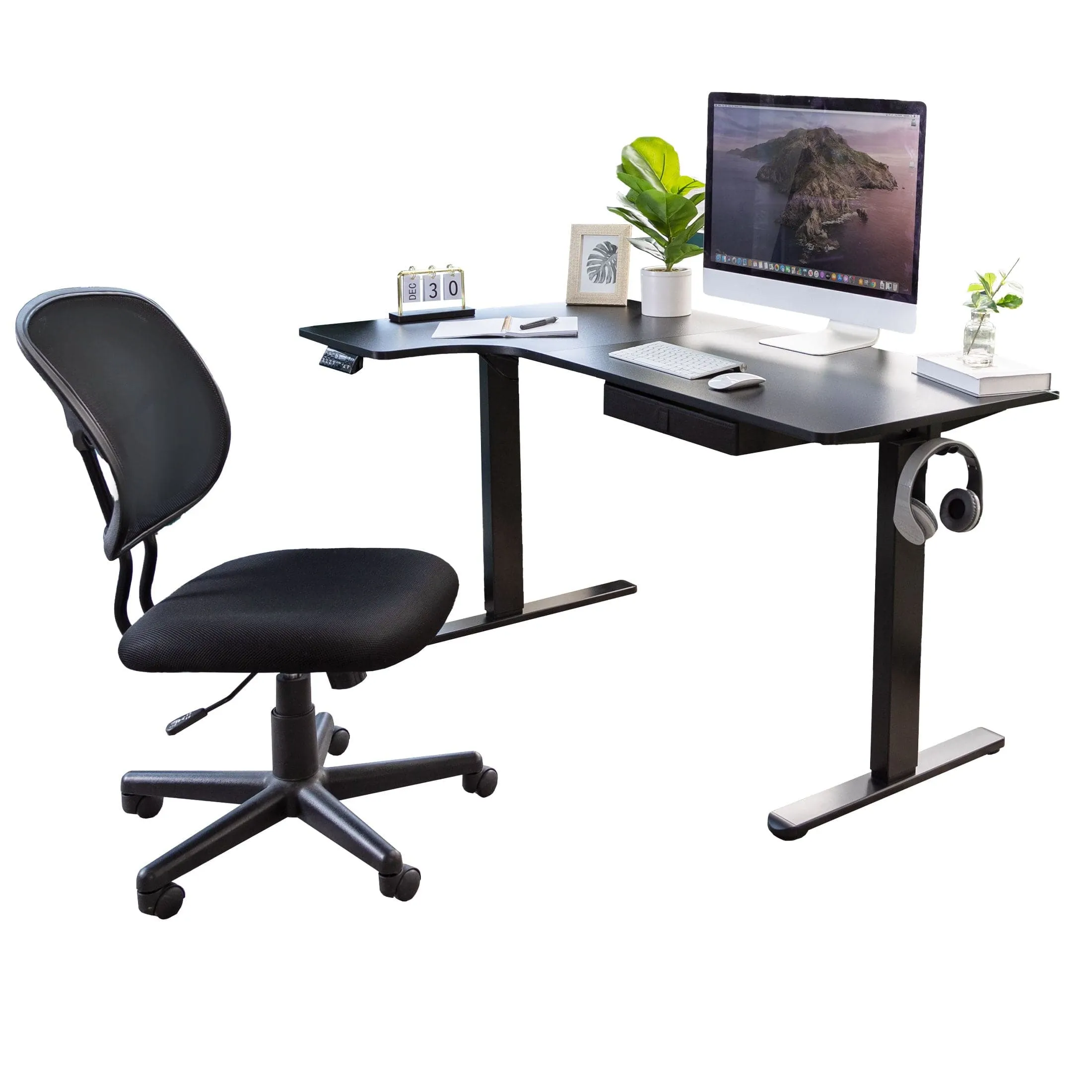 Electric Height Adjustable L Shaped Standing Desk