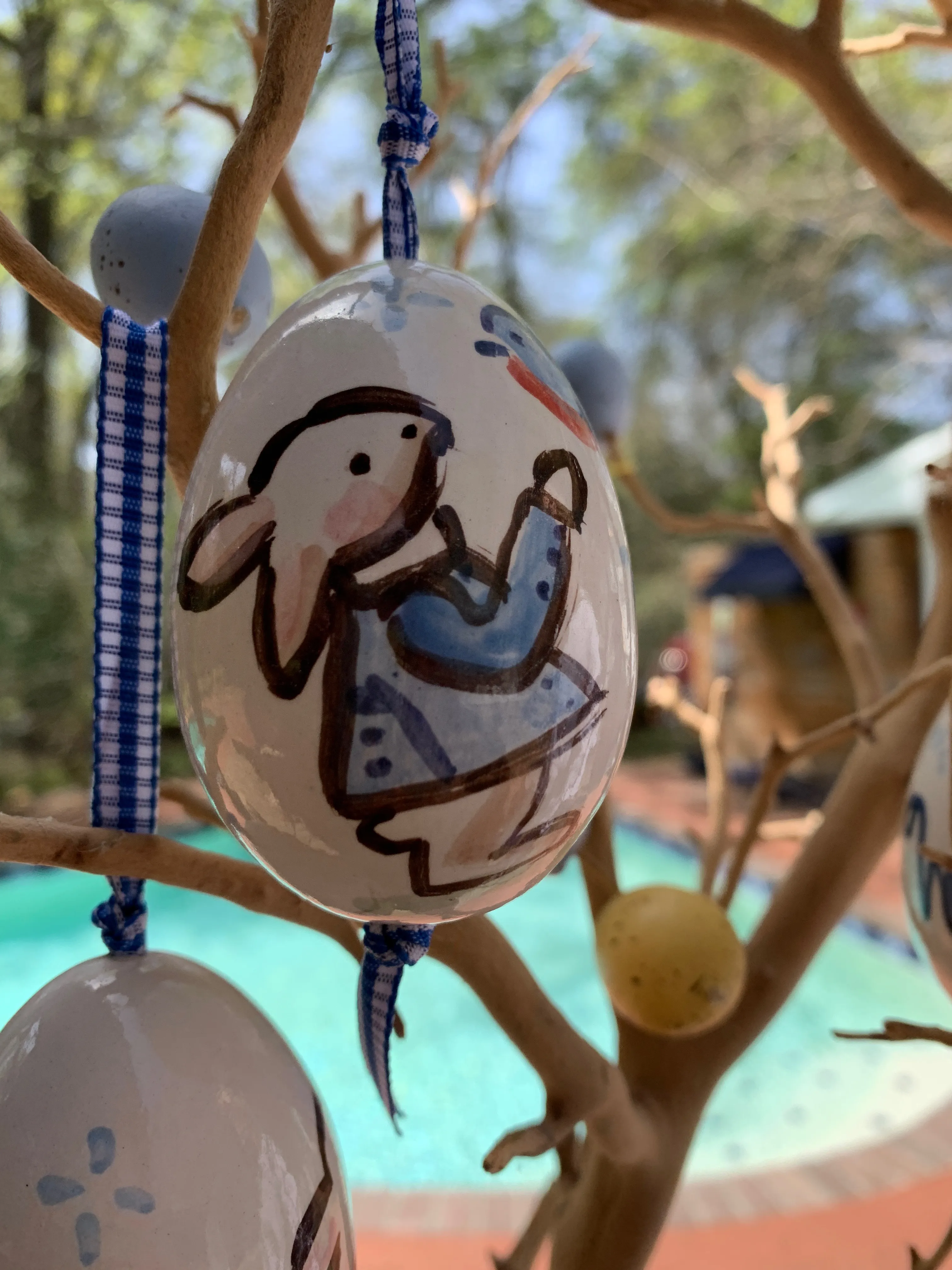 Girl Bunny and Bird Easter Egg