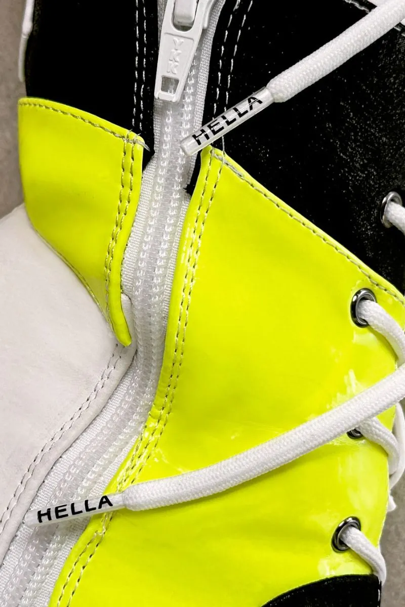 Hella Heels EmpireKicks 7inch Ankle Boots - Atomic Neon Yellow