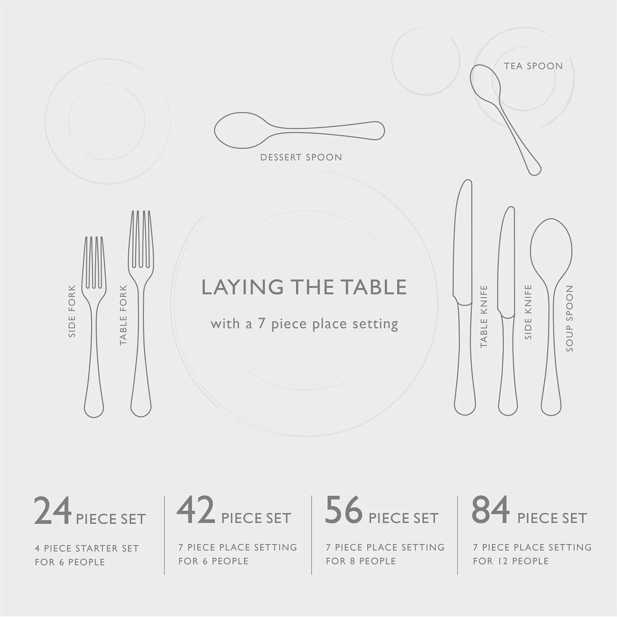 Honeybourne Bright Cutlery Set, 84 Piece for 12 People