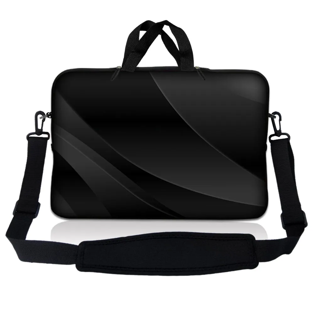 Laptop Notebook Sleeve Carrying Case with Carry Handle and Shoulder Strap with Matching Skin Decal and Mouse Pad – Twilight Grey Black
