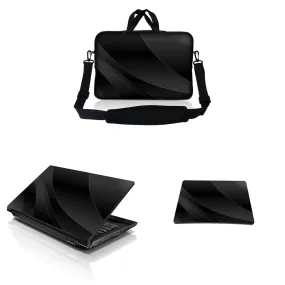 Laptop Notebook Sleeve Carrying Case with Carry Handle and Shoulder Strap with Matching Skin Decal and Mouse Pad – Twilight Grey Black