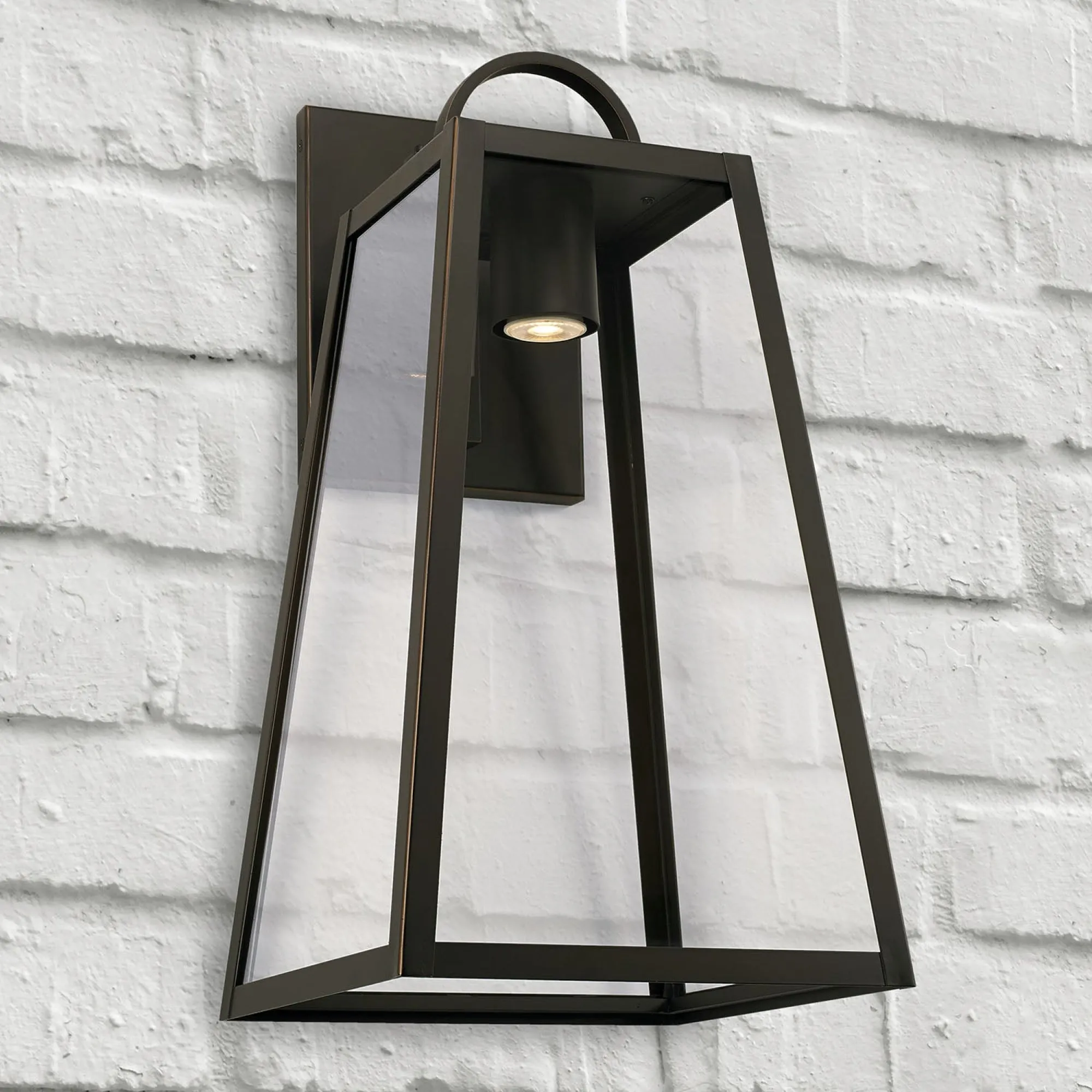 Leighton - 1 Light Coastal Outdoor Wall Lantern - Night Sky - 23" - Oiled Bronze