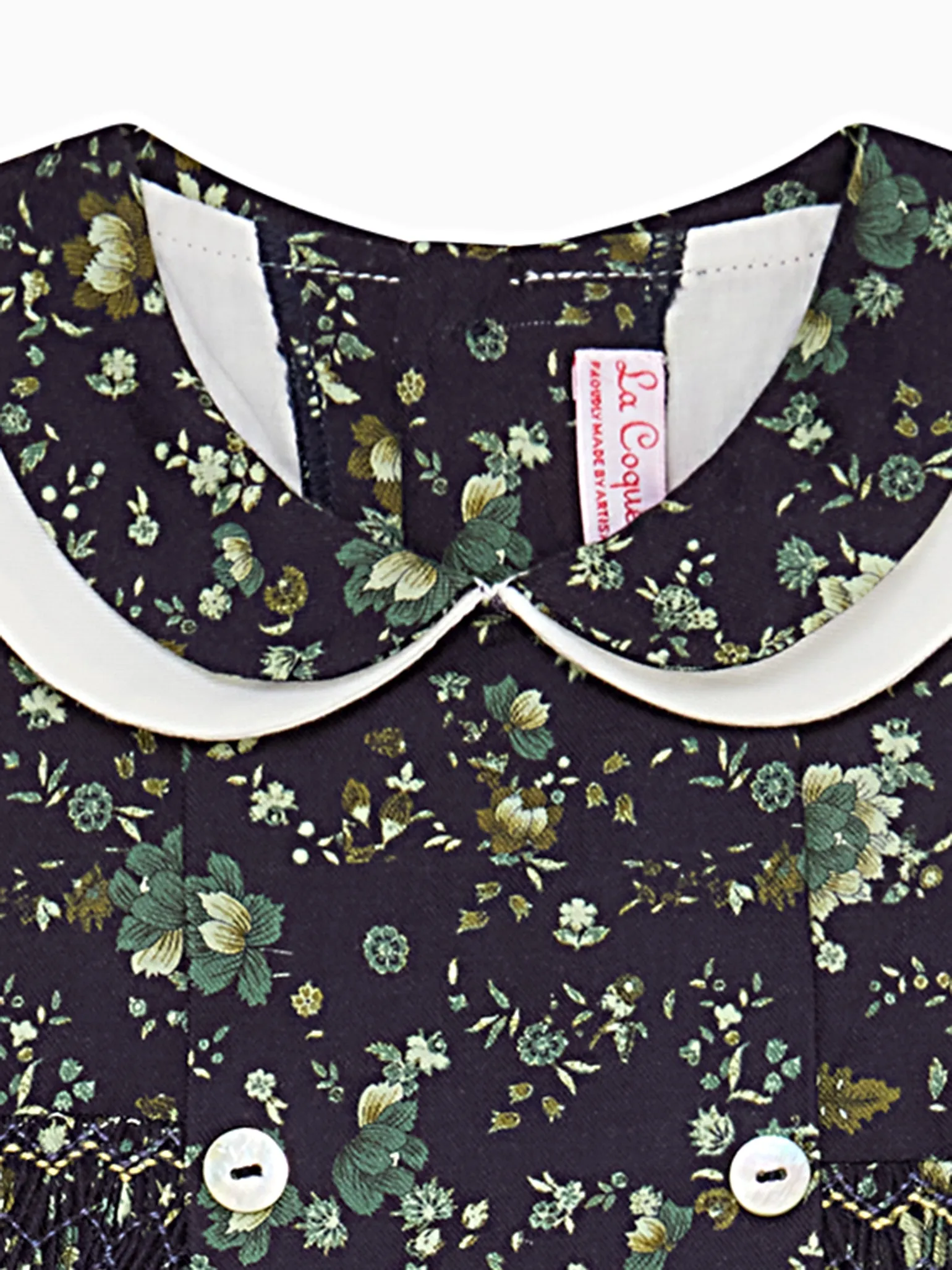 Navy Floral Arcadia Girl Hand-Smocked Dress