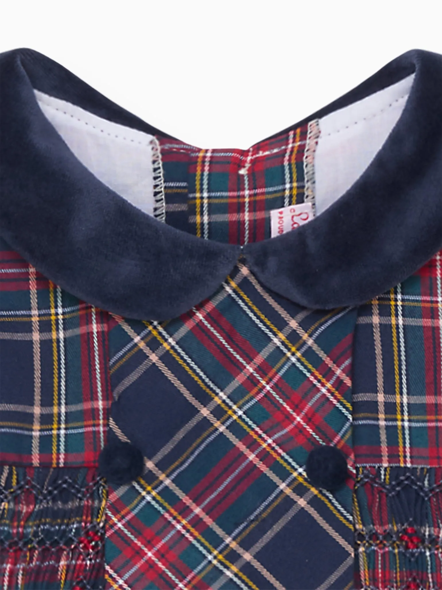 Navy Tartan Arcadia Girl Hand-Smocked Dress