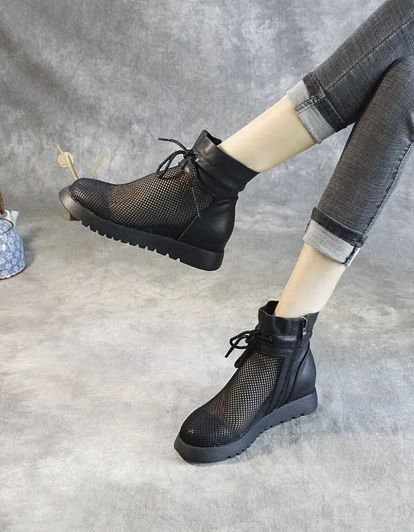 New Inner Heightening Mesh Black Summer Boots