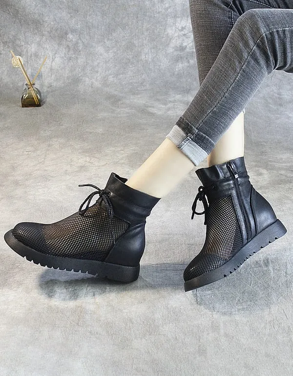 New Inner Heightening Mesh Black Summer Boots