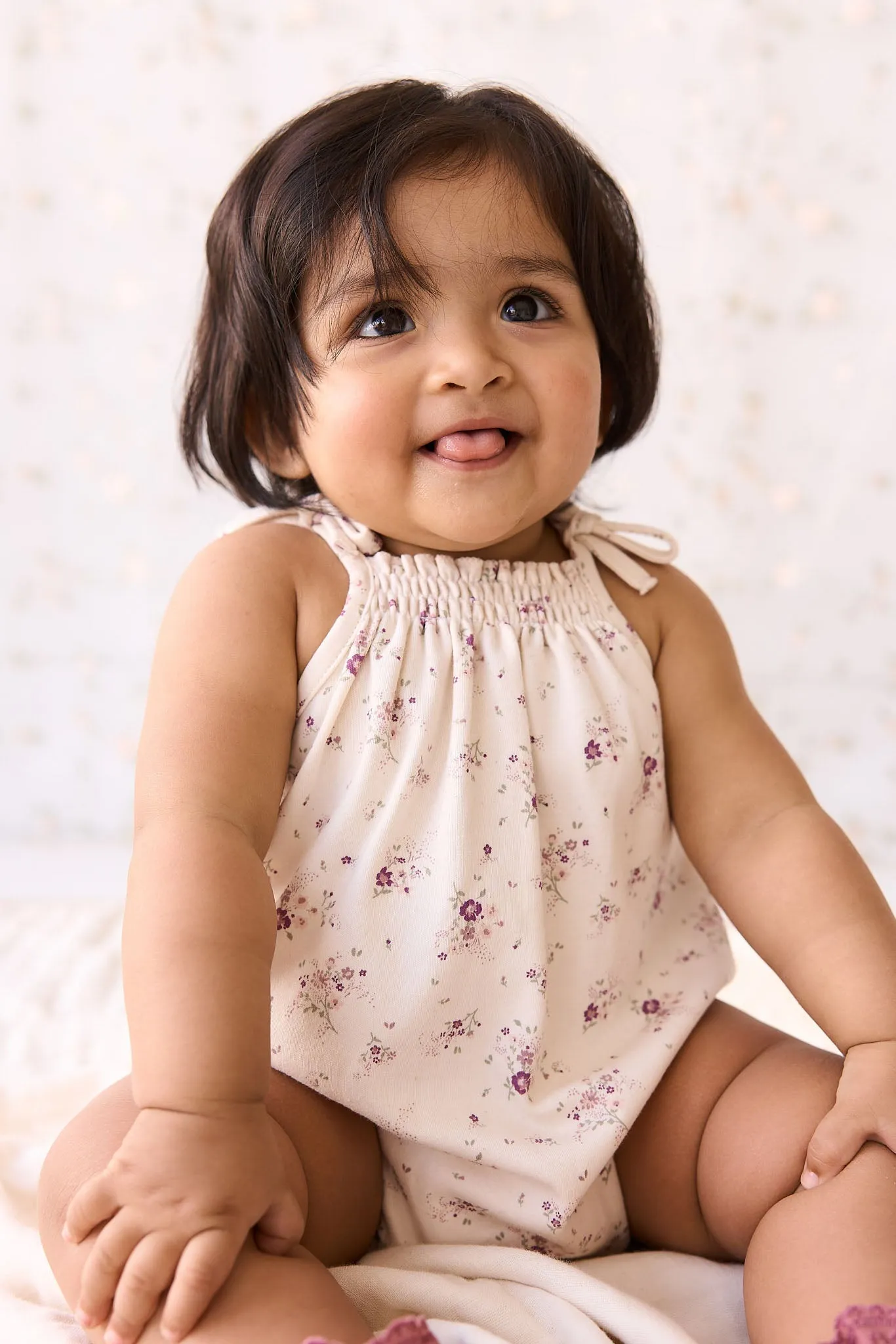 Organic Cotton Cassie Playsuit - Sweet William Floral Natural