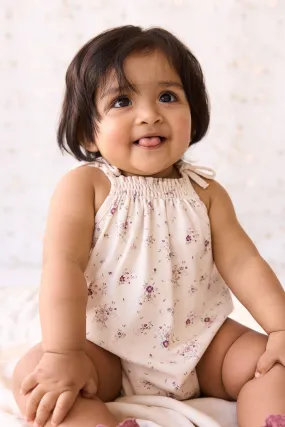 Organic Cotton Cassie Playsuit - Sweet William Floral Natural