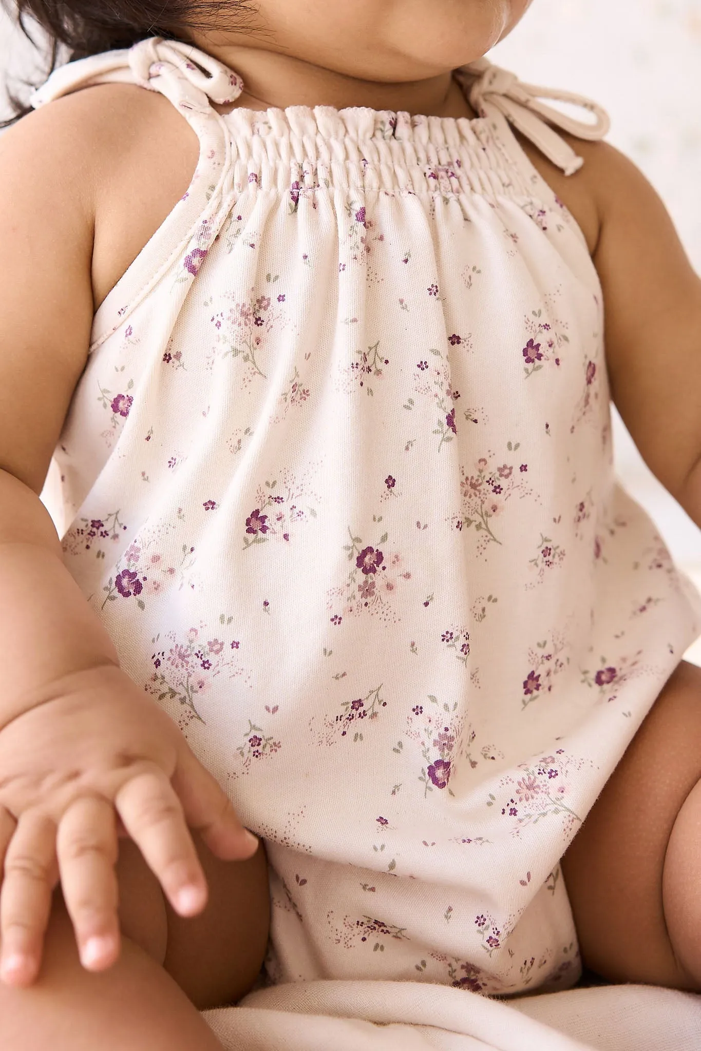 Organic Cotton Cassie Playsuit - Sweet William Floral Natural