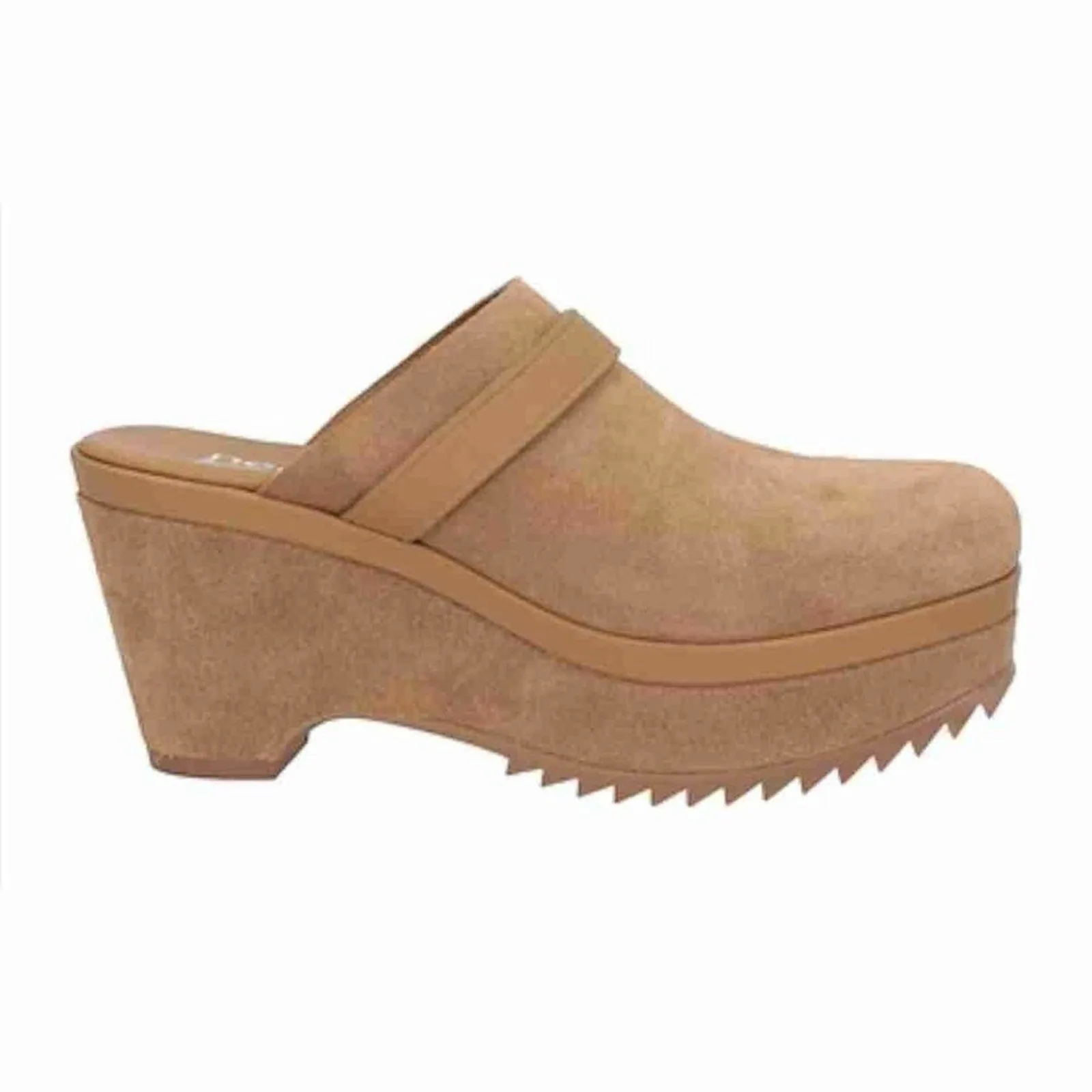 Pedro Garcia Tan Suede Upper Platform Sole Round Toe Clogs Size 7.5