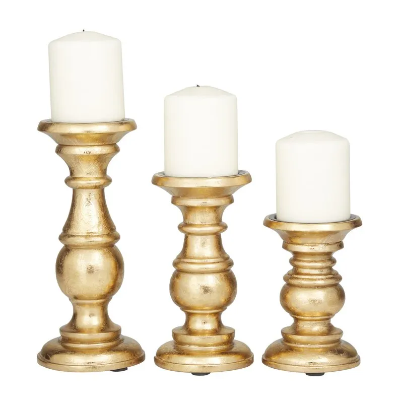 Southmo 3 Piece Wood Tabletop Candlestick Set