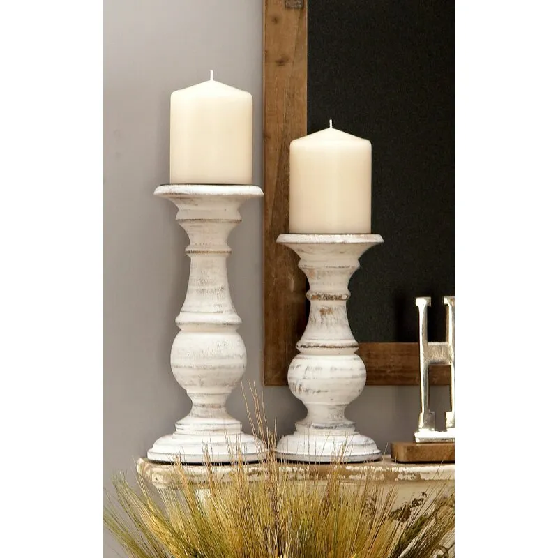 Southmo 3 Piece Wood Tabletop Candlestick Set