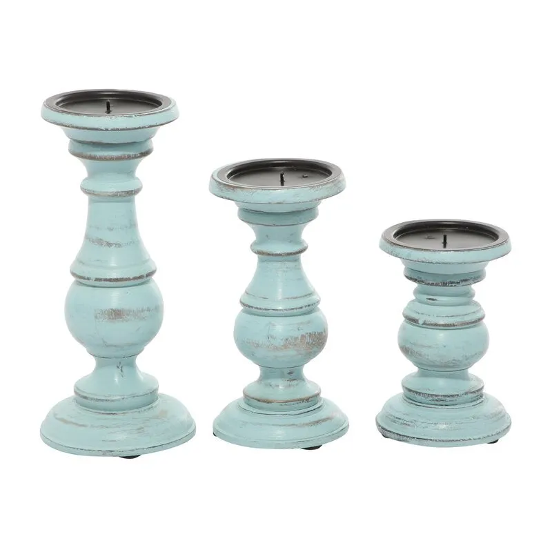Southmo 3 Piece Wood Tabletop Candlestick Set