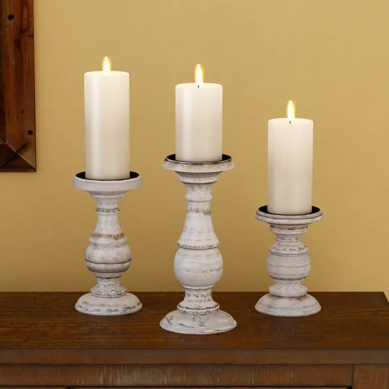 Southmo 3 Piece Wood Tabletop Candlestick Set
