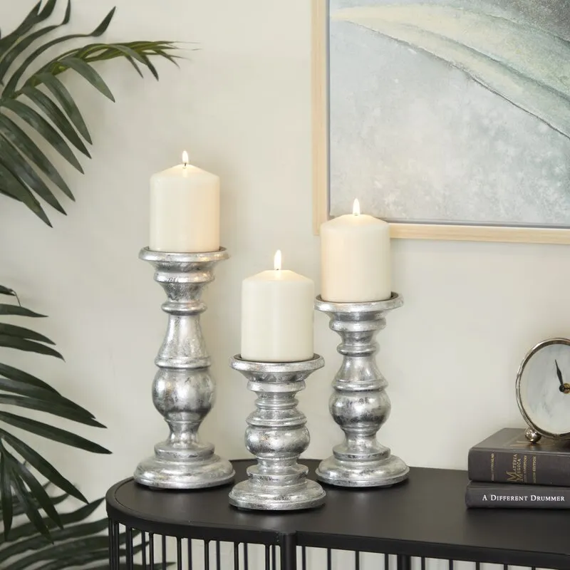 Southmo 3 Piece Wood Tabletop Candlestick Set